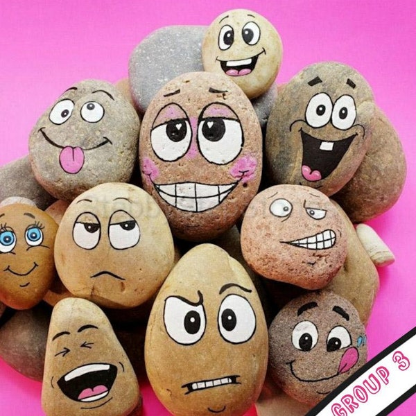 Downloadable Silly Faces Group 3 Rock Painting Tutorial