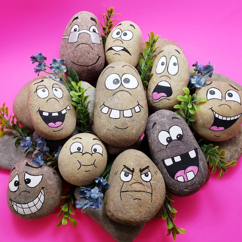 Downloadable Silly Faces Group 2 Rock Painting Tutorial image 1