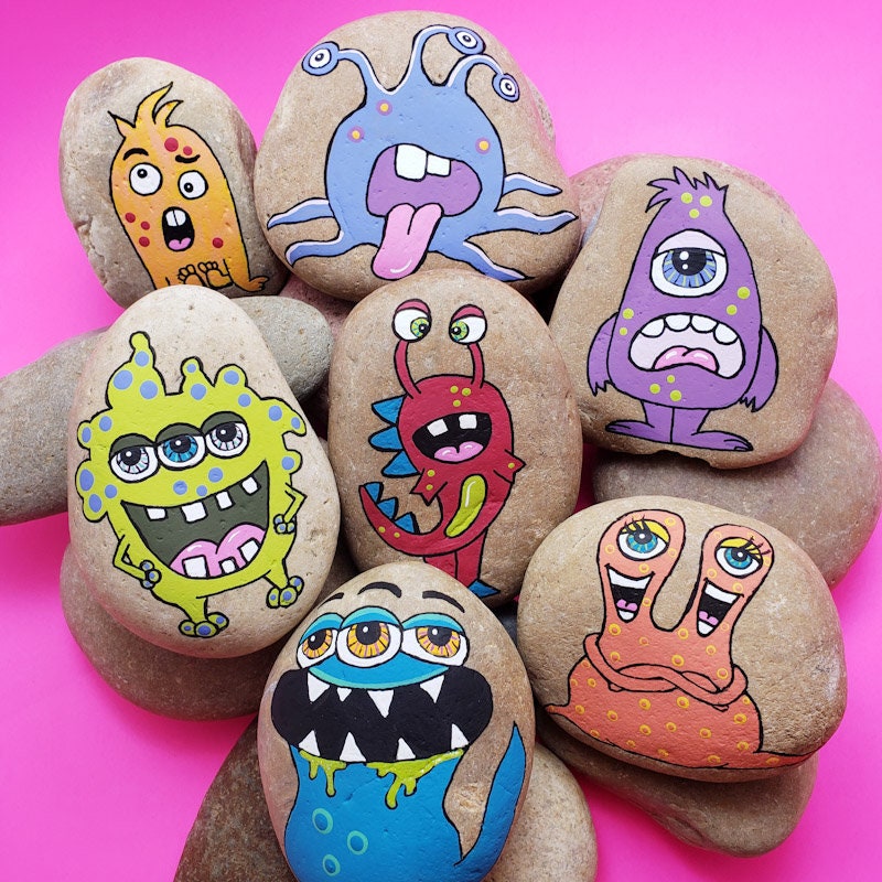 Downloadable Spotted Monsters Rock Painting Tutorial - Etsy