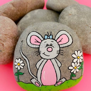 Herunterladbare Glückliche Maus Rock Painting Tutorial