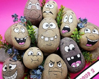 Downloadable Silly Faces Group 2 Rock Painting Tutorial