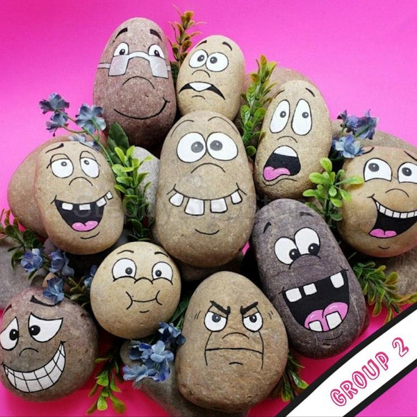 Downloadable Silly Faces Group 2 Rock Painting Tutorial