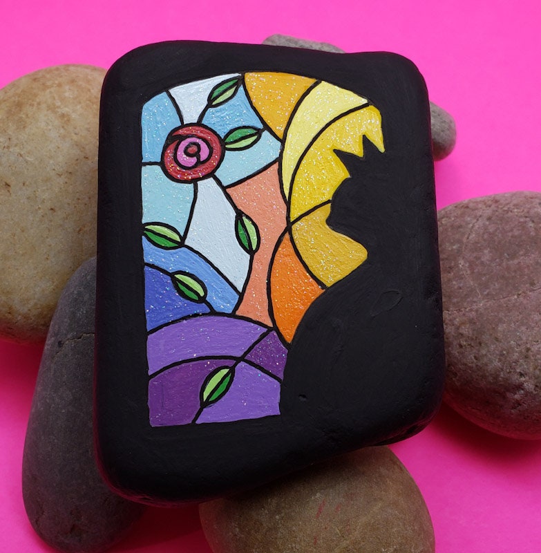Downloadable Stained Glass Cat Painted Rock Tutorial - Etsy