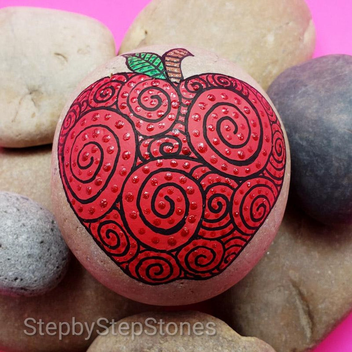 Downloadable Bejeweled Apple Painted Rock Tutorial - PDF Download - Etsy