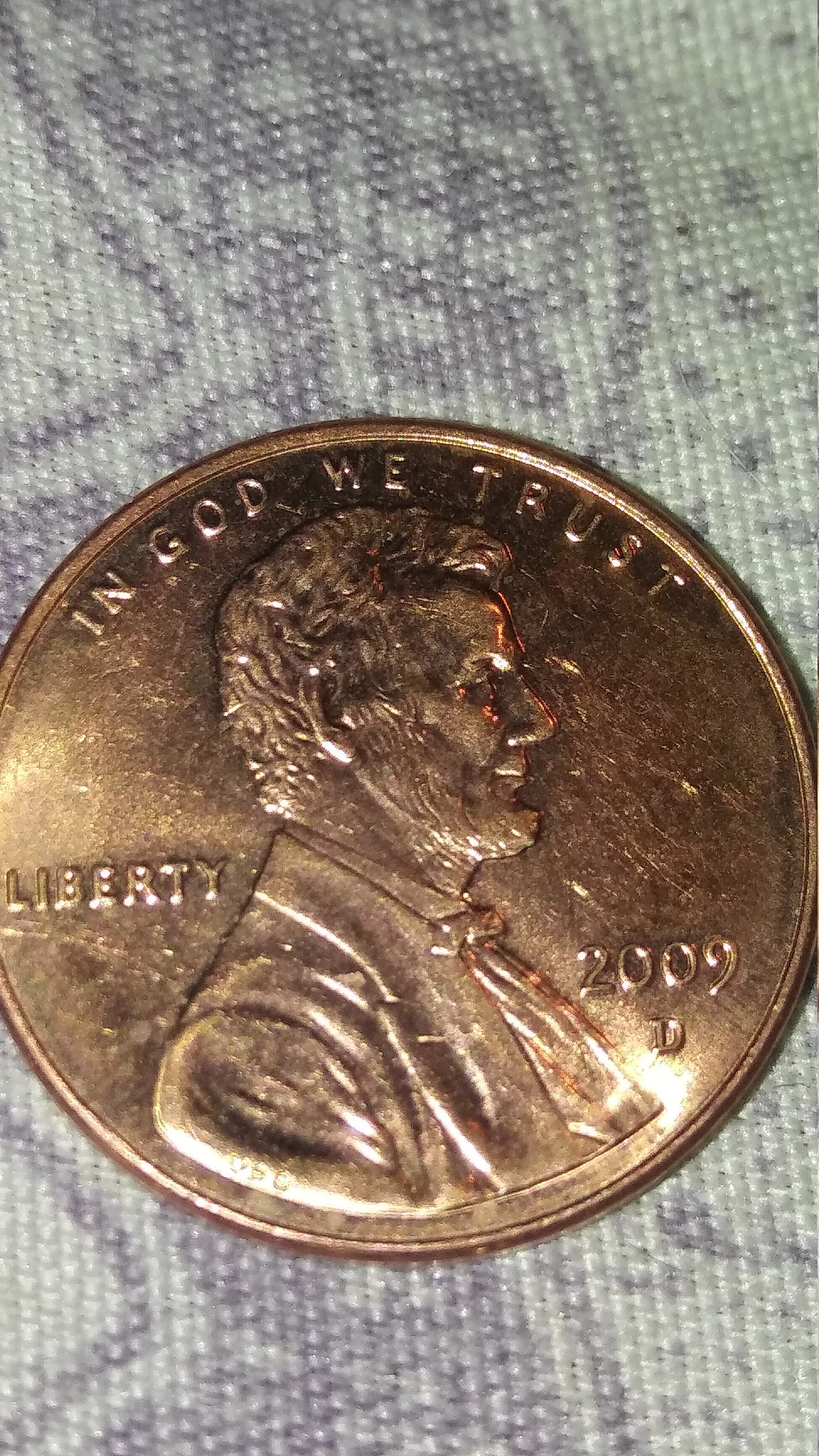 1992-D Lincoln Penny - Missing In God We Trust, L-on Liberty-C On Cent-Ddo