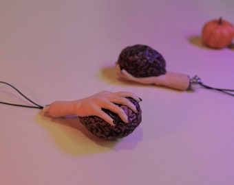 Hand mit einem Gehirn - Resin Keychain Ring | 3D gedrucktes Schlüssel Accessoire