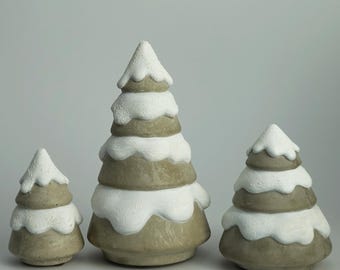 Handgemaakte betonnen kerstboom | Modern minimalistisch vakantiedecor | Scandinavische stijl | Brutalistische wintertafeldecoratie