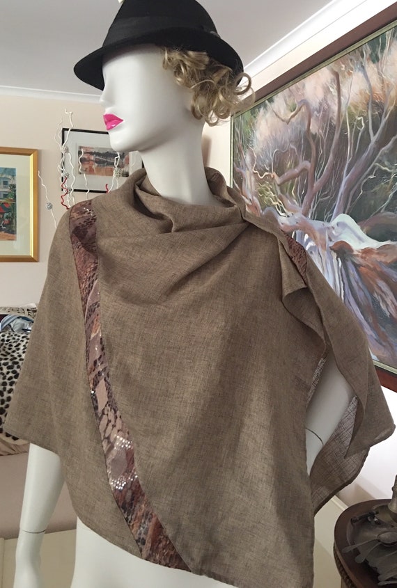 1990s classy pashmina vintage cotton linen shawl w