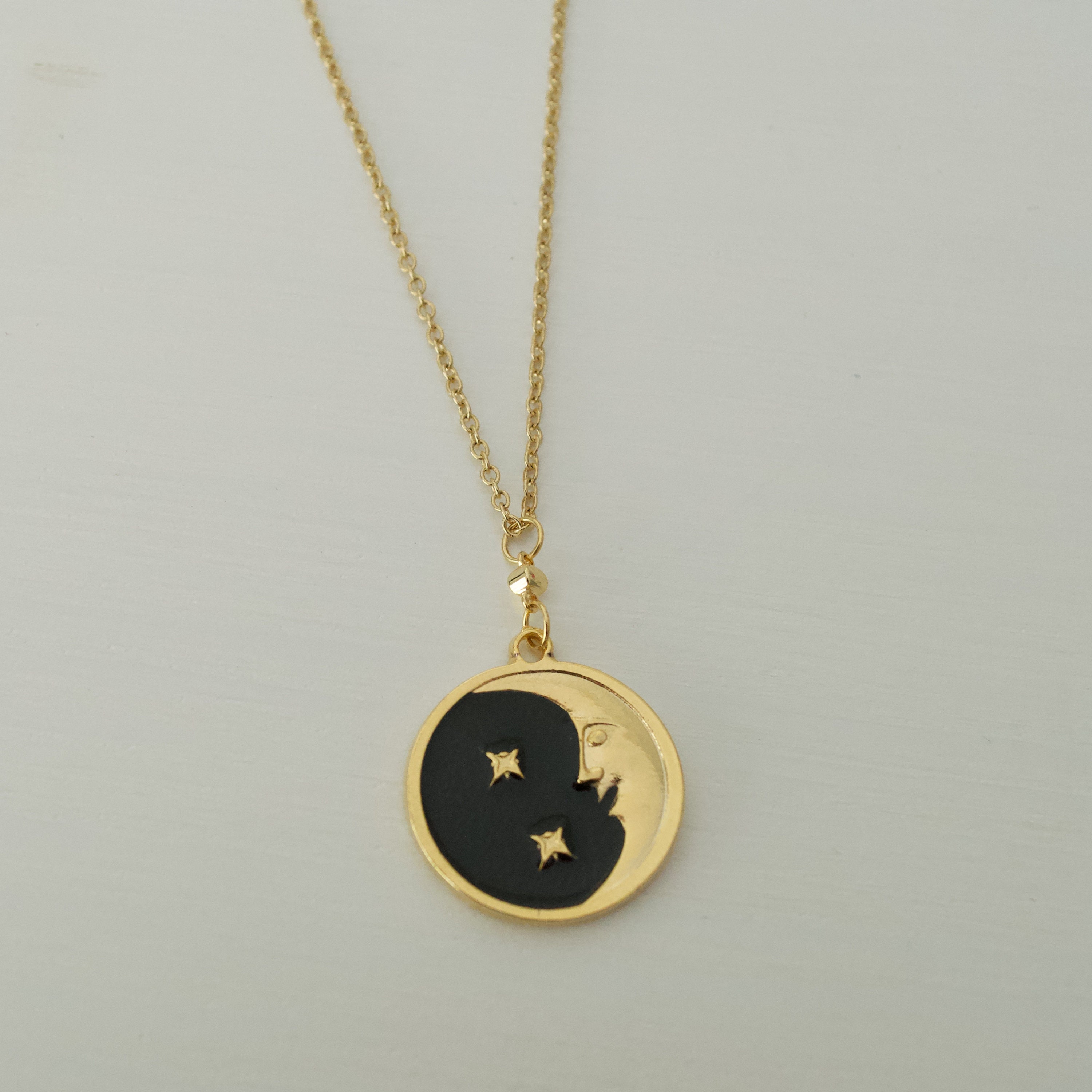 Colgante Plata Mujer Collar De Luna Y Estrella En Oro Para Mujer