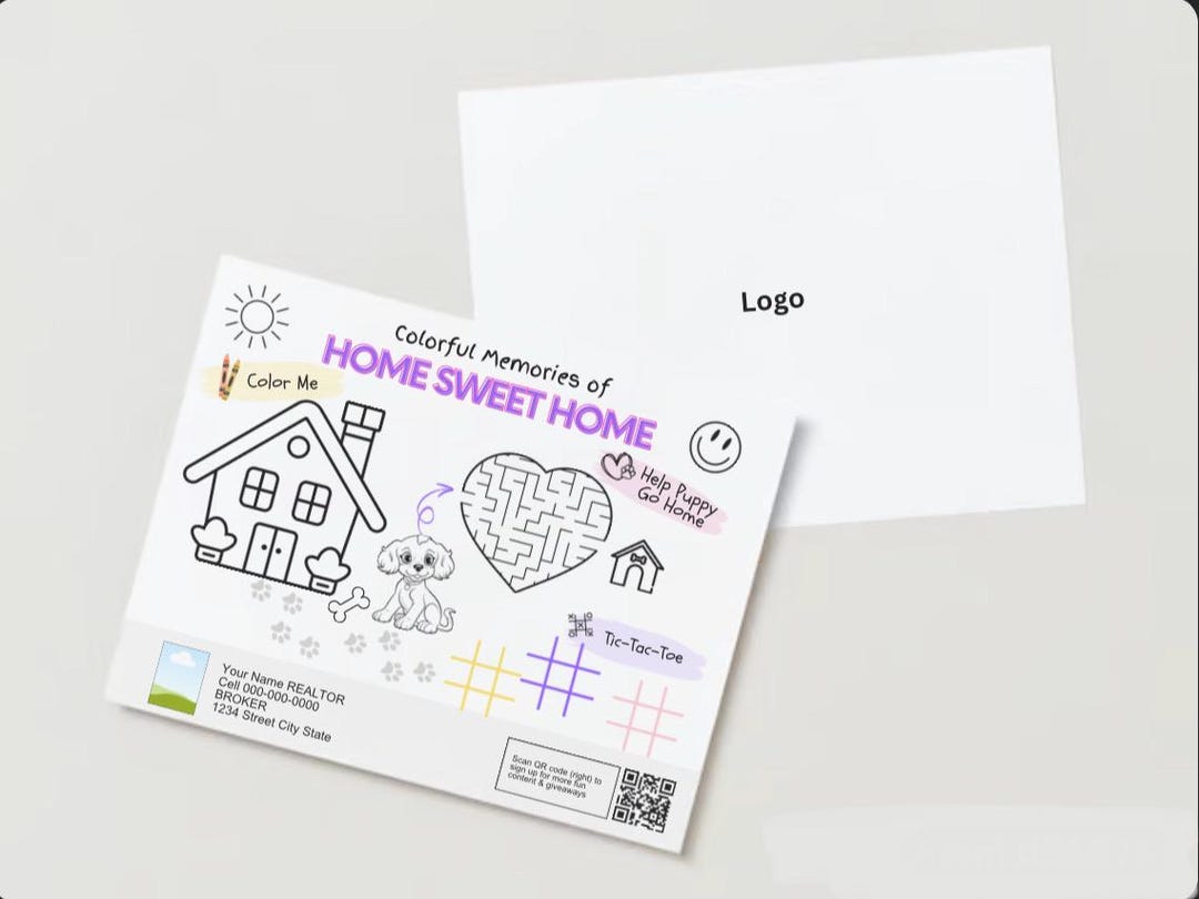 Home Sweet Home Children’s Activity Coloring Flyer for Real Estate ...