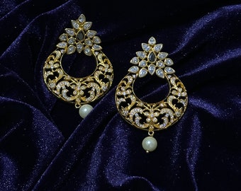 Peacock Earrings/ Indian Earrings/ Indian Jewelry/ Pakistani Jewelry/ Bollywood Earrings/ Long kundan earrings with Sahare/ Sabyasachi