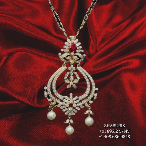 Diamond Mangal Sutraruby Pendantblack 