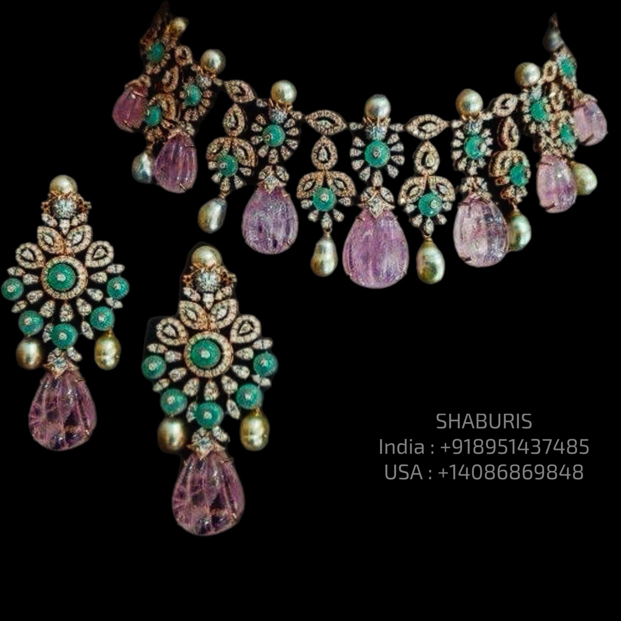 Diamond Necklace south indian silver Jewelry bridal jewelry south indian jewelry ethnic jewelry bridal necklace Desi jewelry - SHABURIS