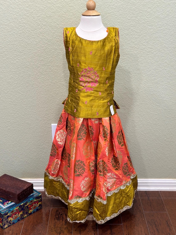 Kids Indian Dresses | Pattu Pavadai & Teen Lehengas | South Indian Silk  Ethnic Wear for Girls | Wedding Festive Outfit - Etsy