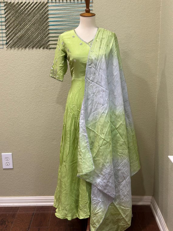 green emerald velvet dress Dhoti Suit, Kaftan Style Suit, Crepe Silk, Pista Green, Mehendi Outfit, Haldi  Wear, Tassel Suit, Designer Suit, Summer Festive Wear, Embroidered Suit  Online – Designer Ethnic Wear & Fashion main image 1