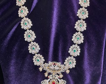 Diamond necklace pure silver necklace emerald quartz south sea pearls swarovski diamond indian jewelry sabyasachi inspired SHABURIS