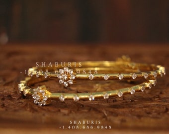 Diamond Bangles,South Indian Jewelry,silver indian Bangles,pure silver Swaroski Bangles,Indian Wedding Jewelry -NIHIRA-SHABURIS