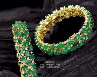 Diamond bangles swarovski bangles emerald  babgles bridal bangles indian bangles silver jewelry south indian jewelry bridal- SHABURIS