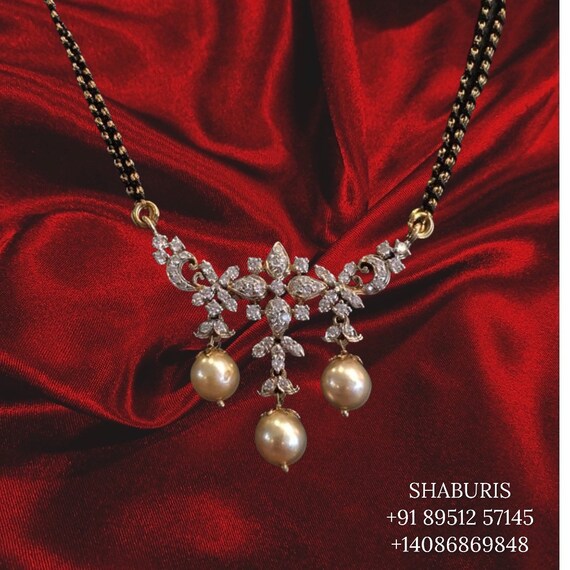 Diamond Mangalsutra Pure Silver Jewelry 