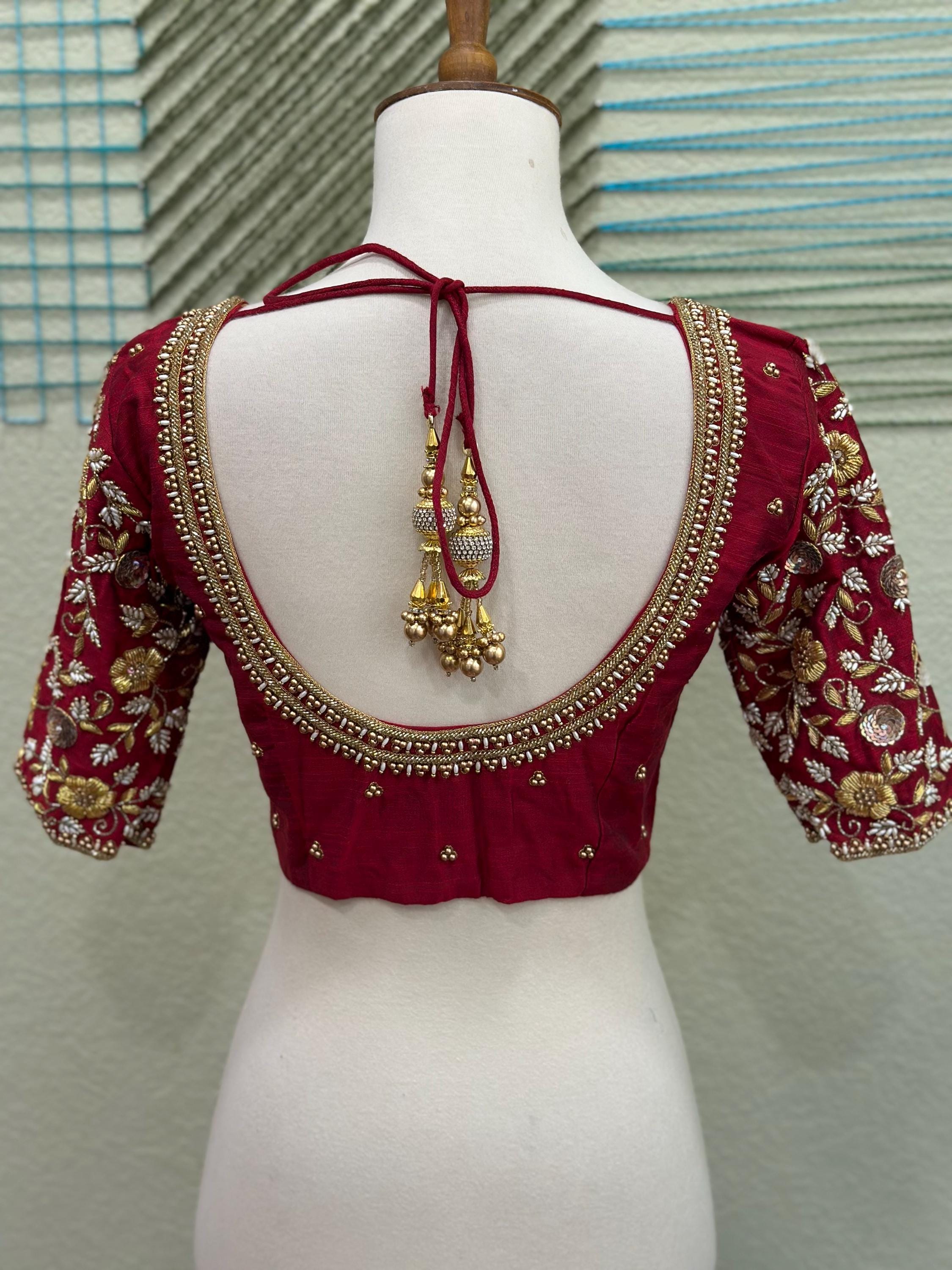 maggam work dress neck designs Maggam Work Blouse | Paithani Kalamkari Patola Saree Blouse | Hand  Embroidered Indian Bridal Blouse | Wedding Ethnic Wear