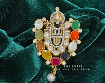 Lord balaji pendant Pure Silver Jewellery,Navaratan Balaji Pendent,Big Indian studs,Indian Bridal,Indian Wedding Jewelry-NIHIRA-SHABURIS