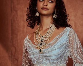 Diamond necklace maang tikka south indian jewelry indian wedding jewelry silver necklace silver earrings indian necklace - SHABURIS