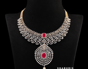 Diamant-Halskette, reines Silber Polki-Halsband, indische Halskette, Maang Tikka Sabyasachi-Schmuck inspiriert von Shaburis