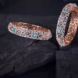 Diamond Bangles,South Indian Jewelry,silver indian Bangles,pure silver Swaroski Bangles,Indian Wedding Jewelry -SHABURIS