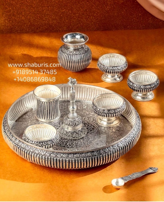 Pure Silver Pooja Thali,pure Silver Bell,pure Silver Articles
