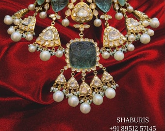 Polki diamond moissanites polki necklace south indian jewelry gold jewelry diamond necklace diamond jewelry - SHABURIS