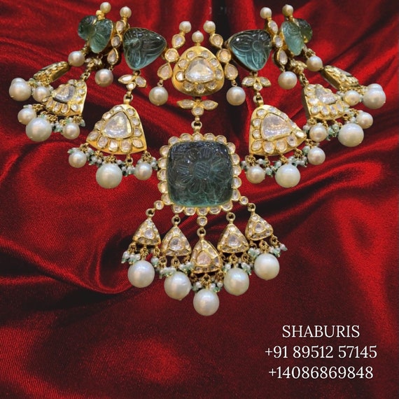 Polki Diamond Moissanites Polki Necklace South Indian Jewelry | Etsy