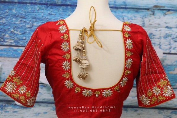 Red Saree Blouse maggam Work Blouse Saree Stitched Blouse - Etsy