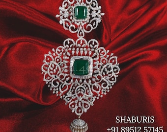 Diamond pendant pure silver jewelry indian diamond jewelry diamond jewelry 925 silver jewelry traditional jewelry-SHABURIS