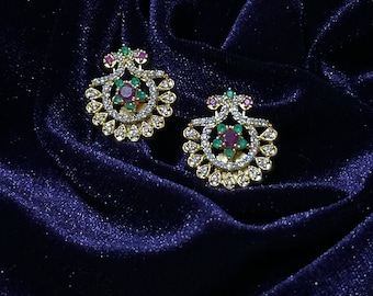 Peacock Earrings/ Indian Earrings/ Indian Jewelry/ Pakistani Jewelry/ Bollywood Earrings/ Long kundan earrings with Sahare/ Sabyasachi