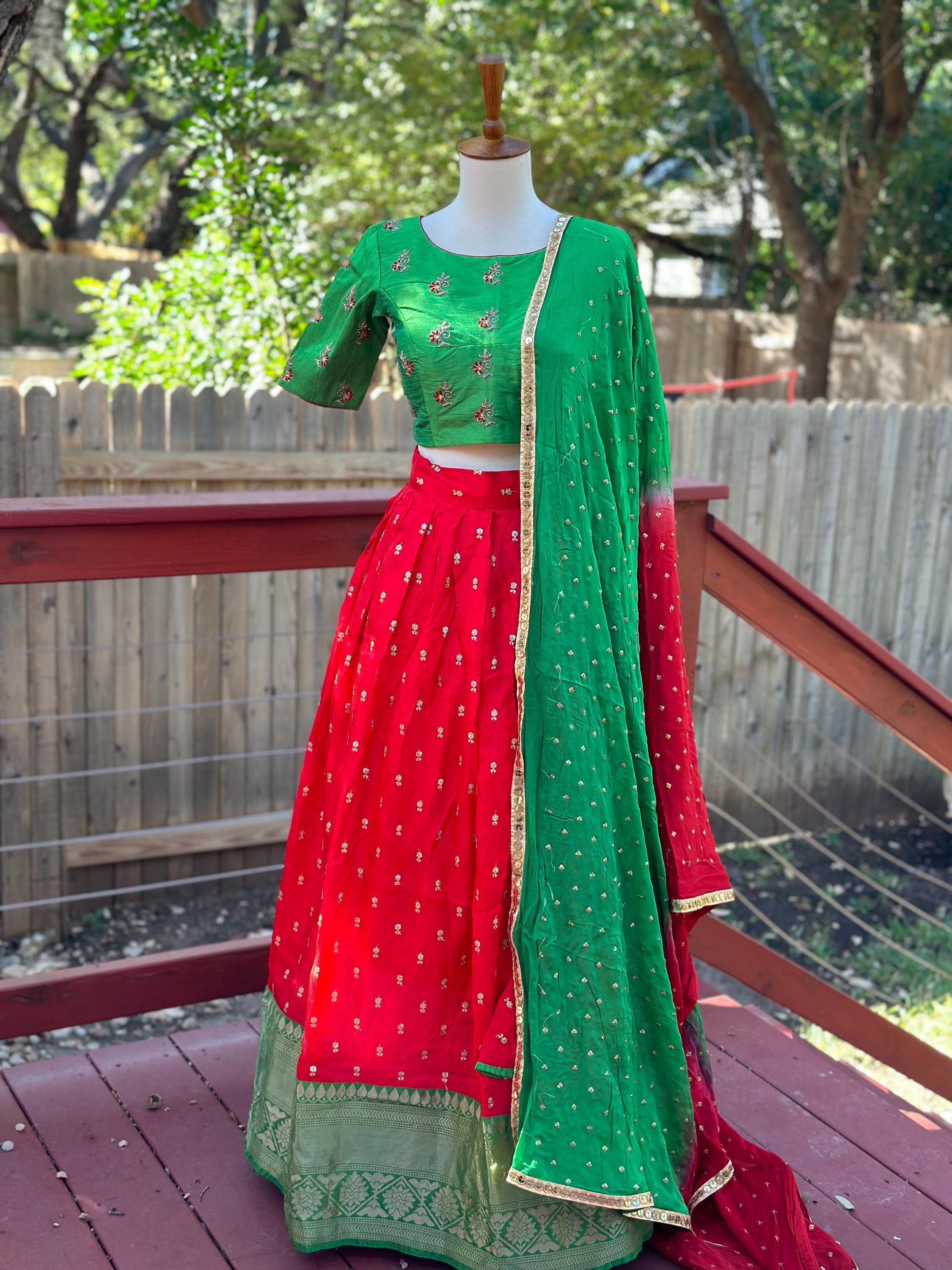 Half Saree Lehenga ghagra choli Bandhini Duppatta Haldi Lehenga Indian Wedding Lehenga Half Saree for Bridal Lehenga mehendi lehenga