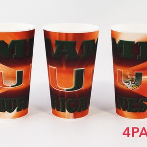 University of Miami Hurricanes Plastic Cup 22oz - (PACK OF 4)