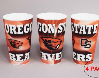 Oregon State University Beavers Plastic Cup 22oz - (PACK OF 4)