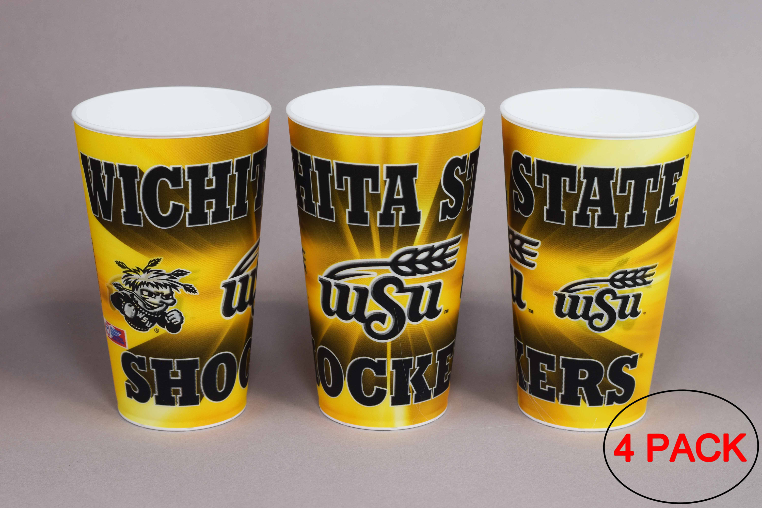 Wichita State University Shockers Plastic Cup 22oz - (PACK OF 4)