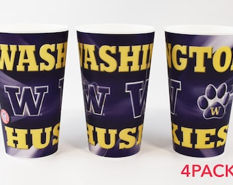 Vaso de plástico de los Washington Huskies de 22 oz (paquete de 4)