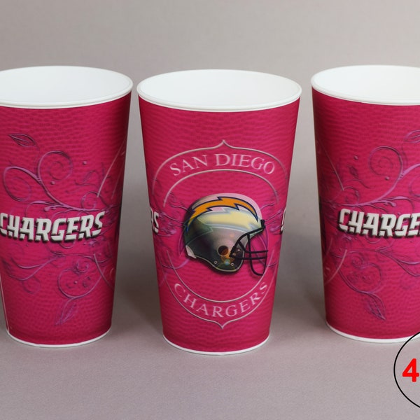 San Diego Chargers PINK Plastic Cup 22oz - (PACK OF 4)