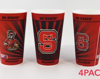 North Carolina State Wolfpack Plastic Cup 22oz - (PACK OF 4)