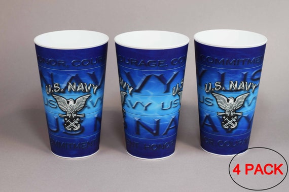 Navy Plastic Cup 22oz PACK OF 4 U.S