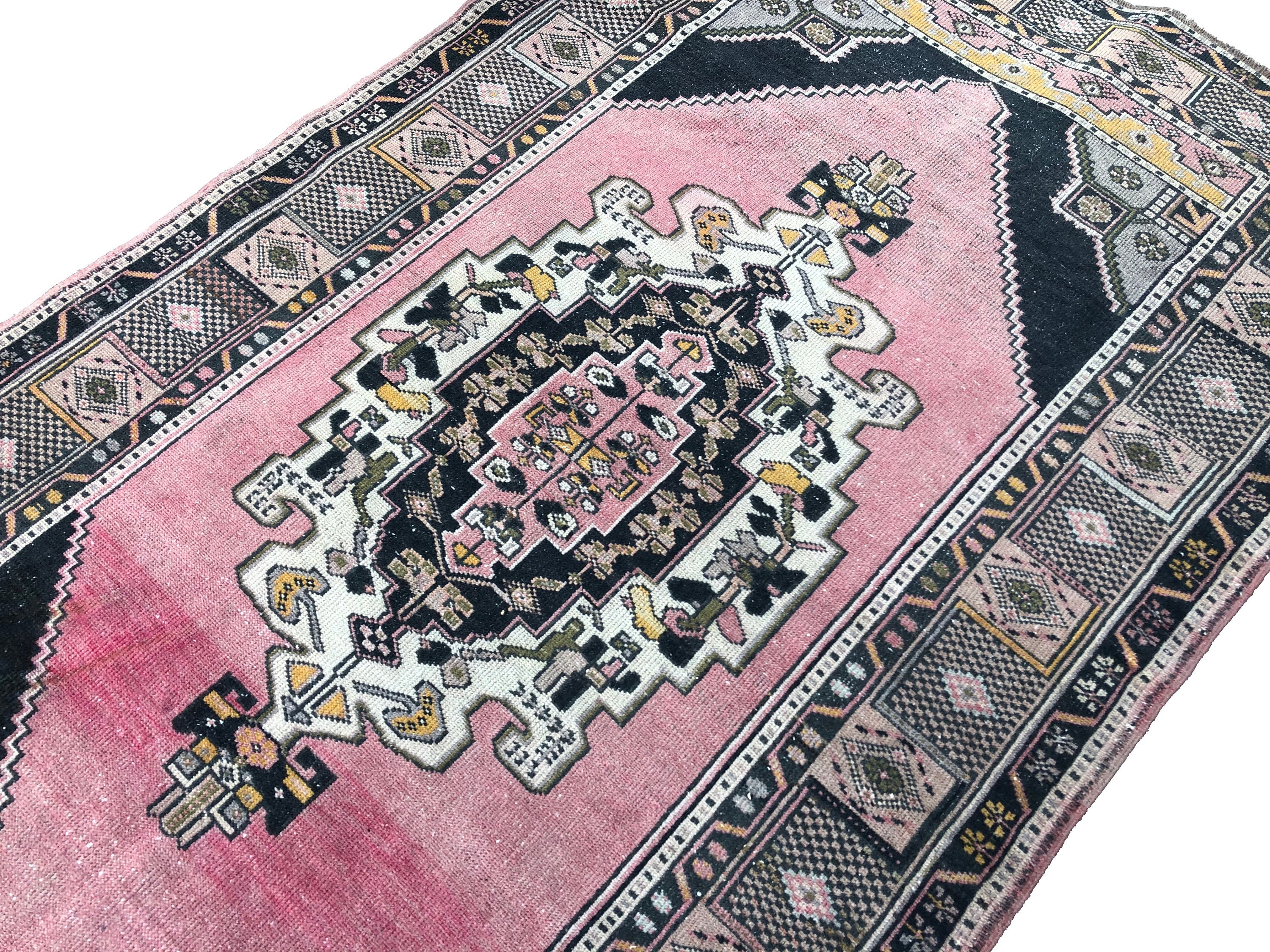 Pink Turkish Rug, Wool Rug, 8.1 X 4.7 Feet, Handmade Rug, Traditional