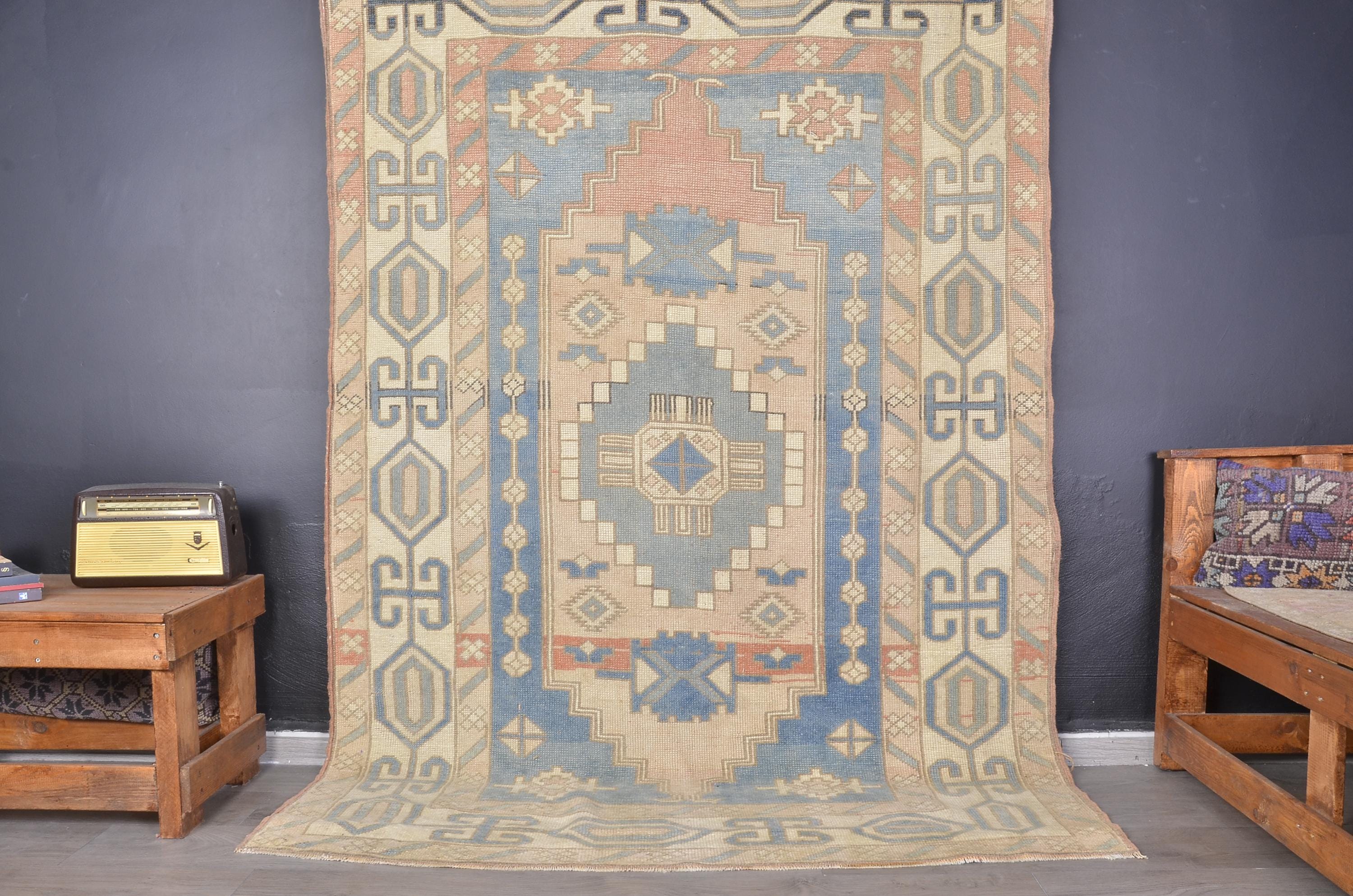 Faded Aztec Rug Aztec Turkish Rug, 5x7 Ft Design Rug, Wool Rug, Turkish Rug ...