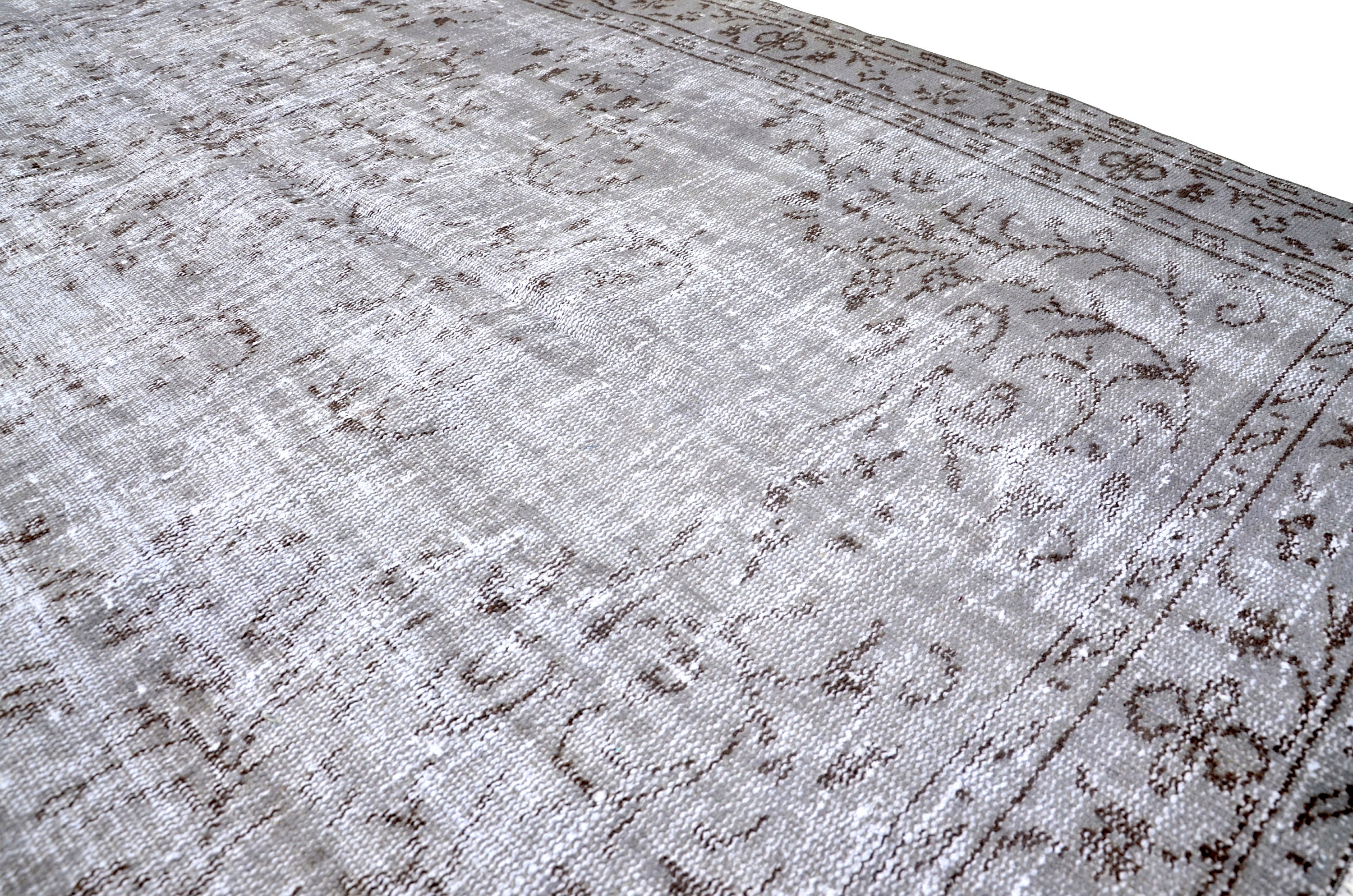 Vintage Gray Rug, Handmade Wool Rug, Turkish Overdyed Gray Rug