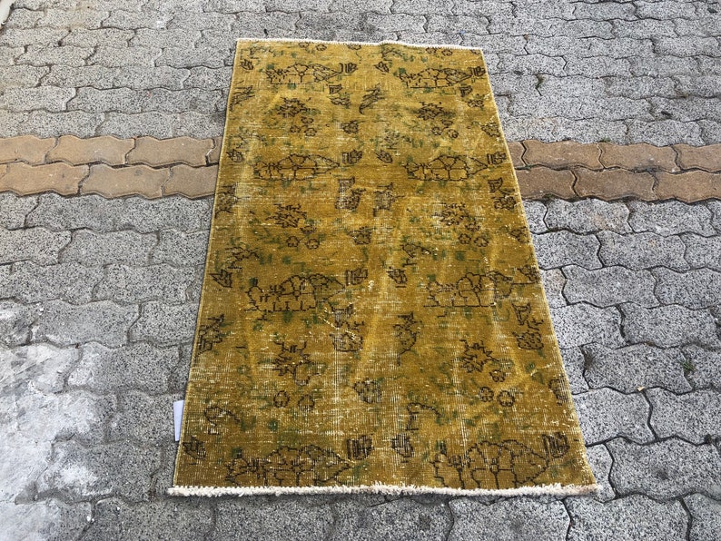 Design Yellow Rug Vintage Turkish Rug Handmade Rug 5 X 2.7 - Etsy