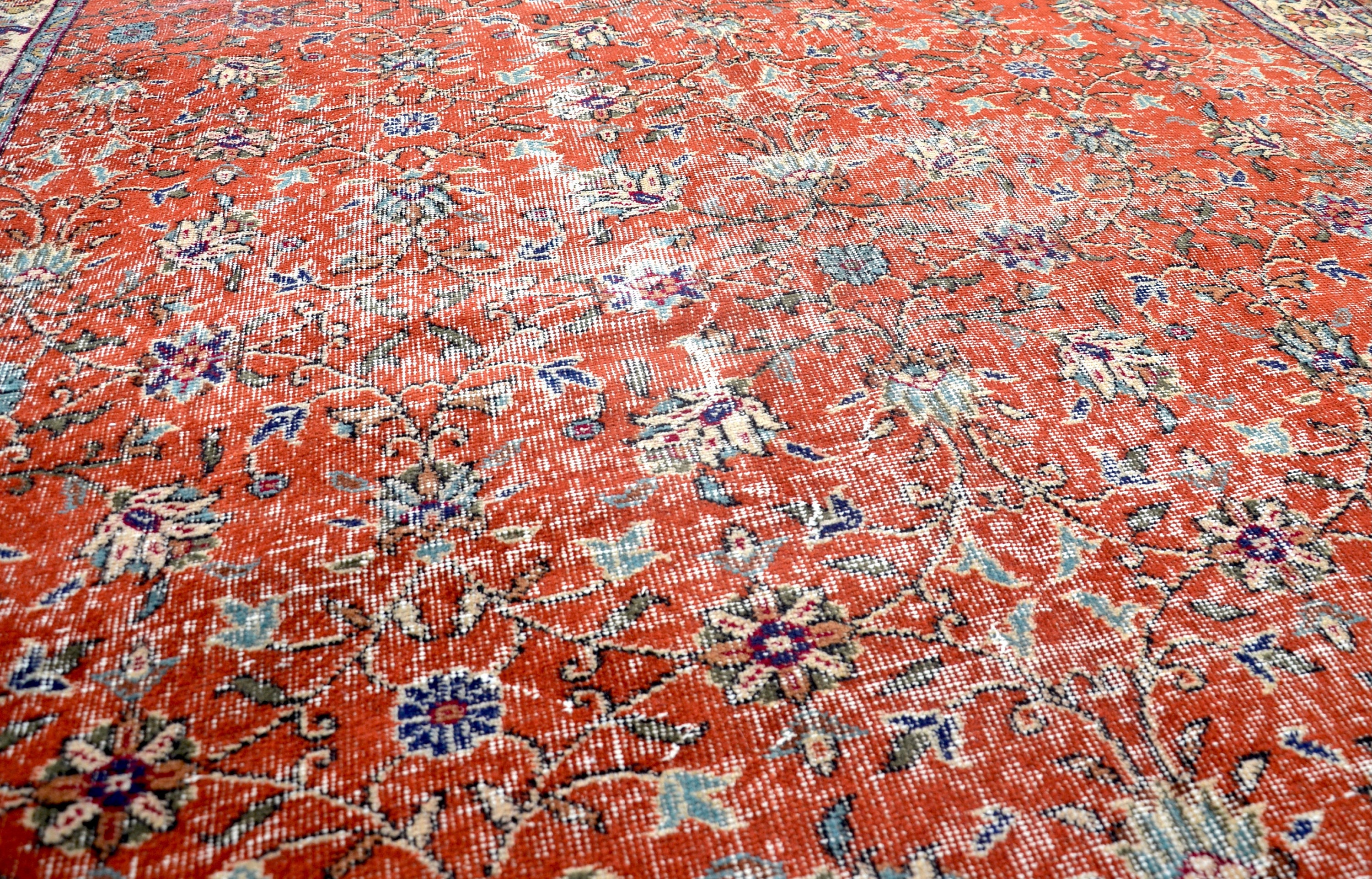 Orange Rug, 10.1 X 6.7 Ft, Turkish Faded Rug, Orange Vintage Rug