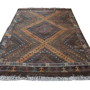 Kilim Rug, Handmade Anatolian Kilim, Vintage Kilim, Oversize Kilim Rug, 8.9x6.1 Ft Goat Hair rug, Geometric Design Kilim Carpet, sku-1858