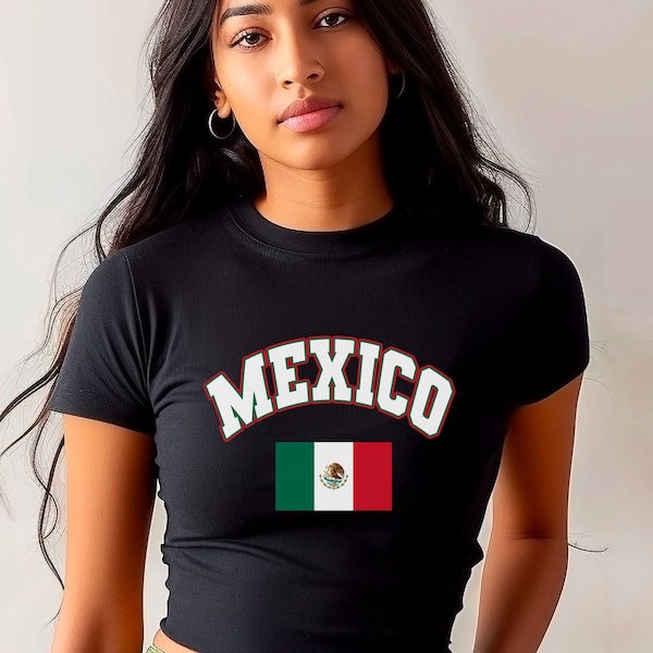 T-shirt bébé Mexique, haut court mexicain, haut court drapeau mexicain, haut été an 2000, hauts courts pour adolescents et femmes, t-shirt Cinco De Mayo pour femmes