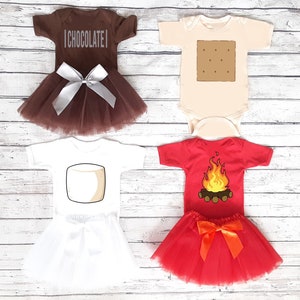 Smores Halloween Costumes For Sisters Brothers Family Twins Boy Girls - Matching Halloween Costumes- Baby Toddler Girls Halloween Tutu Skirt